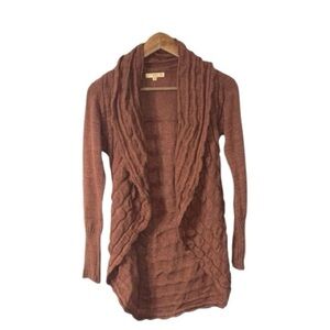 Mary Firenze Knit Open Cardigan Sweater Alpaca Wool Copper Brown Fall Size Small